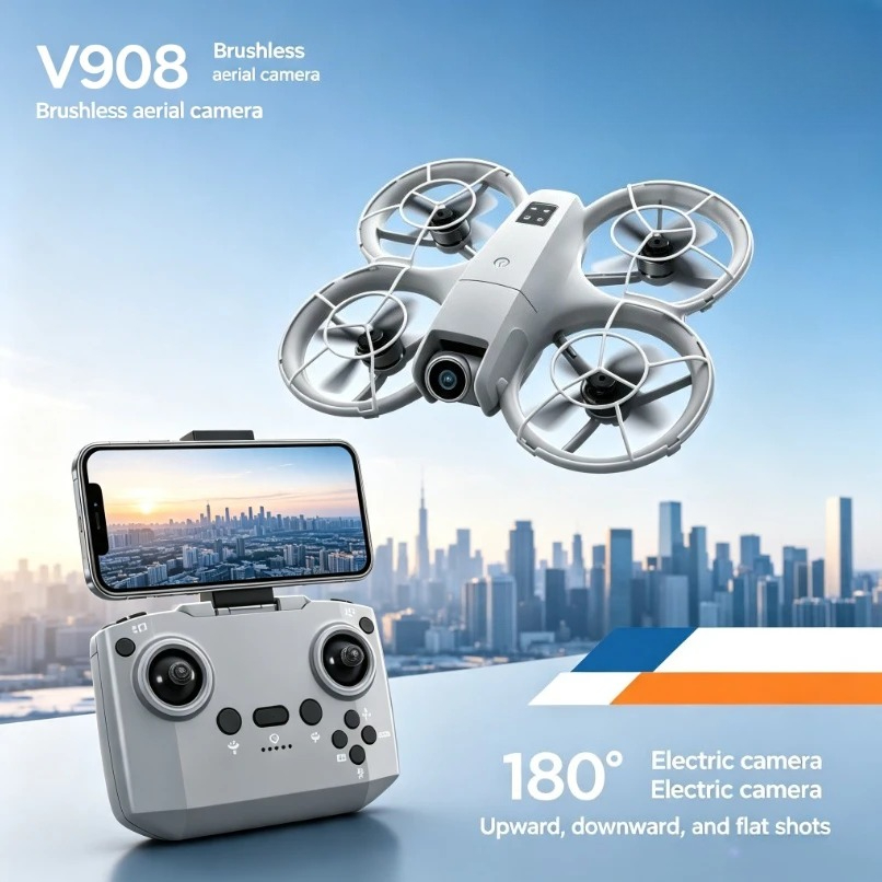 Fpv Brushless Rc Drone 4K - Drone GPS Dobrável V908 Original com