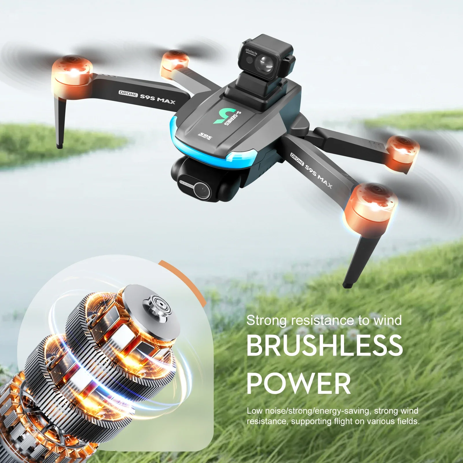 Novo s9s max mini drone 4k 2 e - Fpv Brushless Rc Drone 4K avaliação e preço